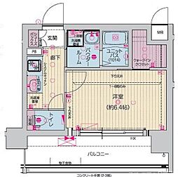プレサンスTHE KYOTO東福寺WEST 1階1Kの間取り