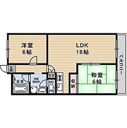 グランドール西大路 6階2LDKの間取り