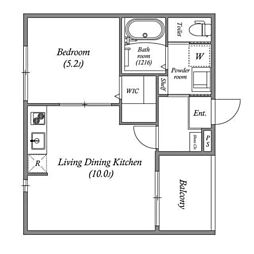 アサヒテラスひかり 302 3階1LDKの間取り