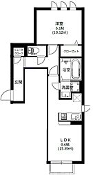 京都市西京区桂南巽町アパート 1LDKの間取図画像