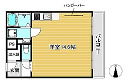 百万遍ハイツ 1Kの間取図画像