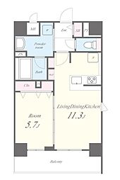 ソレイユ壬生 1LDKの間取図画像