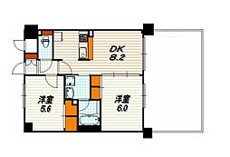 エステムプラザ京都河原町通 2DKの間取図画像