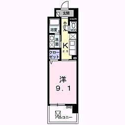 ベルフラン祥鳥橋 1Kの間取図画像