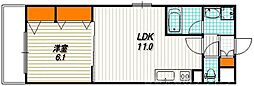 カサドラーダ九条烏丸 1LDKの間取図画像