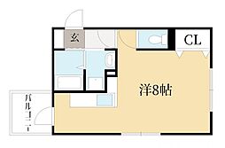 二葉荘東館舎 1Kの間取図画像