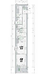 リーガル京都烏丸東 1LDKの間取図画像