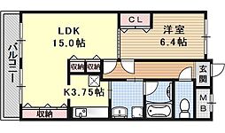 メルベーユ346 1LDKの間取図画像