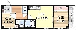 二条城東レジデンス 2LDKの間取図画像