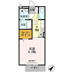 グラシューズメゾン2 1Kの間取図画像