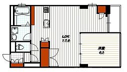 ヴィラスタジオーネ御所南 1LDKの間取図画像