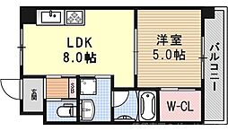 カーサフィオーレ桂 1LDKの間取図画像