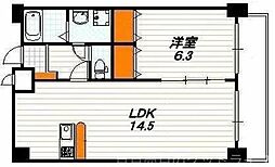 HF四条河原町レジデンス 1LDKの間取図画像