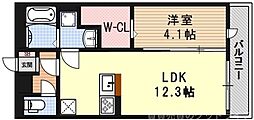 アリビオ向日町B 1LDKの間取図画像