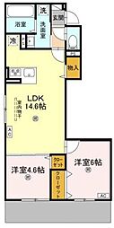 GRAMM北浜 2LDKの間取図画像