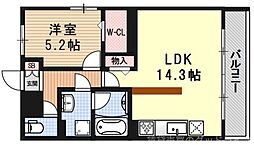 アムール京都仁王門 1LDKの間取図画像