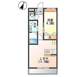 Palacio西院 1LDKの間取図画像