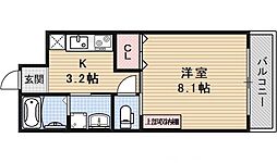 MESAVERDE桂B棟 1Kの間取図画像
