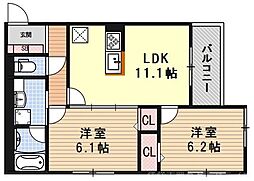 アメニティー・ノース 2LDKの間取図画像