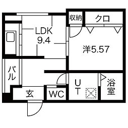 朱雀館 1LDKの間取図画像