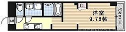 朱雀館 1Kの間取図画像
