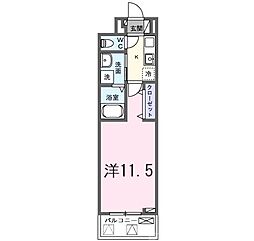 たばさはうすII 1Kの間取図画像