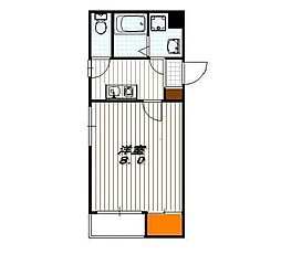 クロスビル 1Kの間取図画像