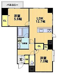 フォレストコート 2LDKの間取図画像