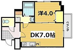 プレステージ翼 1DKの間取図画像