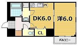 プレステージ翼 1DKの間取図画像