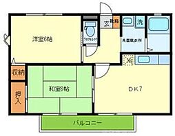 プラセオA棟 2DKの間取図画像