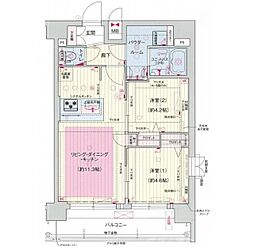 プレサンスTHEKYOTO華苑 2LDKの間取図画像