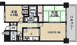 ライオンズマンション一条智恵光院 2LDKの間取図画像