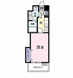 ラフィナット馬塚 1Kの間取図画像