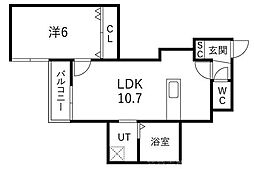 Mirei京都嵐山 1LDKの間取図画像