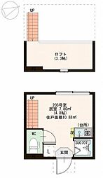 ハーモニーテラス矢向 2階ワンルームの間取り