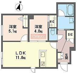 フルール 1階2LDKの間取り