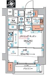 ハーモニーレジデンス東京羽田スカイブリッジ 1階1DKの間取り