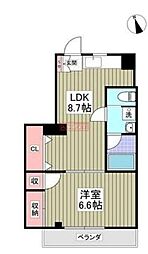 ロイヤルハイツ大島 3階1LDKの間取り
