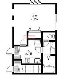 ウイステリアI 1階1Kの間取り