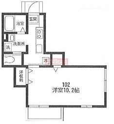 グリーンハイツ 1階1Kの間取り