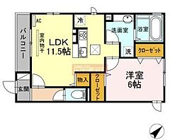 サンクオ リヴィエール 1階1LDKの間取り
