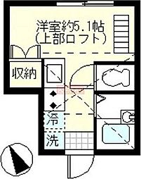 ベルエクラ羽田 1階ワンルームの間取り
