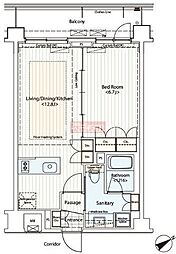 カスタリア鶴見 4階1LDKの間取り