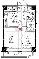 クレイシア蒲田 6階2DKの間取り