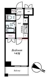 コンシェリア久が原 4階1Kの間取り