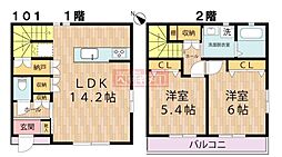 グレース伸明 2LDKの間取図画像