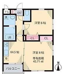 プランドール 2Kの間取図画像