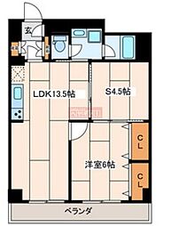尻手駅前ビル 1SLDKの間取図画像
