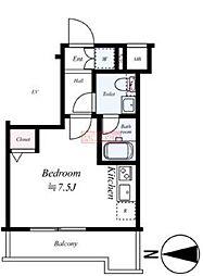 プレミアムキューブ大森本町 ワンルームの間取図画像